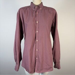 ❤️ Ted Baker Men's Maroon Slim Checkered Button-Down Shirt 5 (XL)